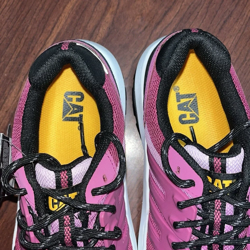 Women's Sz 7W Cat Streamline Composite Toe Shoe Pink & Black Tennis Shoes‎